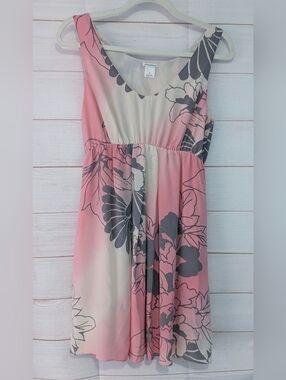 Club Monaco 💯 Silk Sleeveless Pink Floral A-Line Dress